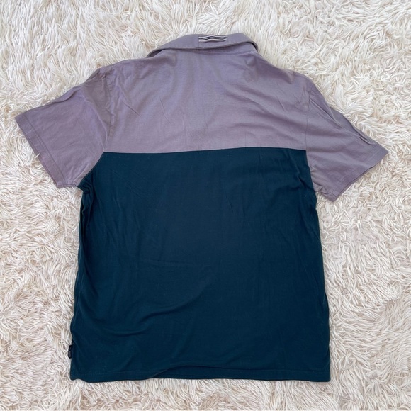 Ted Baker Polo Shirt SZ 5 or L Pink Blue Colorblock Short Sleeve Casual Modern - Picture 6 of 8